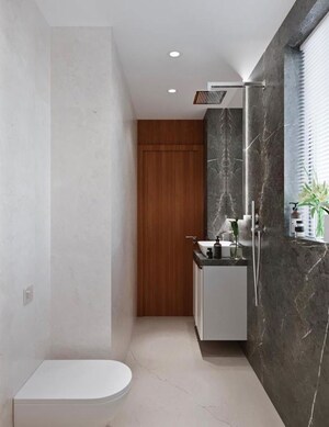Bathroom in 3 BHK Apartment at Ajmera Beverly Hills and Royal Empire, Andheri West – for Rent