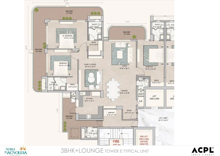 Floor Plan, noble-magnollia 3.5 Bedroom 3351 Sq.Ft. Apartment In Sector 88 Mohali 10368740