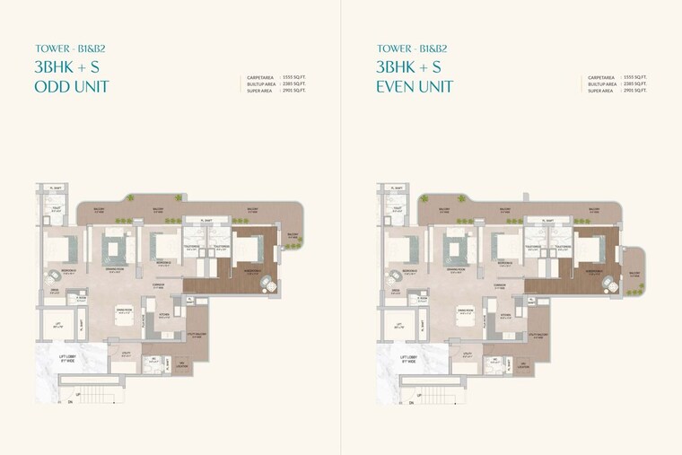 Floor Plan, noble-magnollia 3.5 Bedroom 3351 Sq.Ft. Apartment In Sector 88 Mohali 10368740