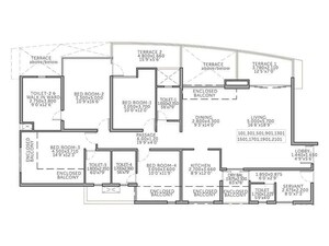 Floor Plan in 3 BHK Apartment at Pharande Puneville, Punawale – for Sale