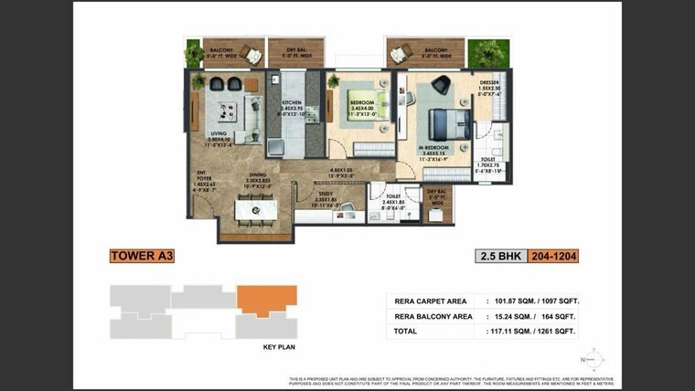 Floor Plan, adani-atelier-greens 2.5 Bedroom 1250 Sq.Ft. Apartment In Koregaon Park Pune 10372333