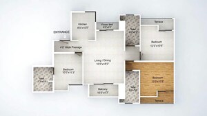 Floor Plan in 2 BHK Apartment at Cosmos Horizon, Thane West – for Rent