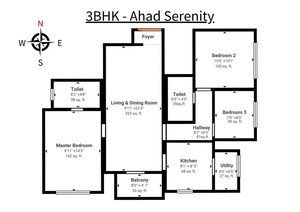 Floor Plan in 3 BHK Apartment at Choodasandra – for Sale