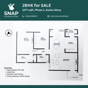Floor Plan in 2 BHK Apartment at Assetz Marq, Whitefield – for Sale