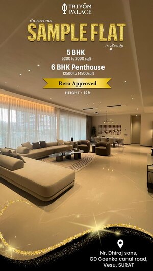 Living Room in 5 BHK Apartment at Vesu – for Sale