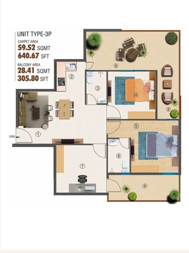 Floor Plan, sector 103 3 Bedroom 950 Sq.Ft. Apartment In Sector 103 Gurgaon 10372146