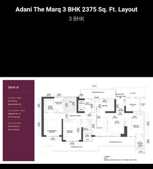 Floor Plan in 3 BHK Apartment at Adani The Marq, Sector 102a – for Sale