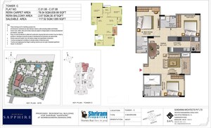 Floor Plan in 3 BHK Apartment at Shriram Sapphire, Bommasandra – for Sale