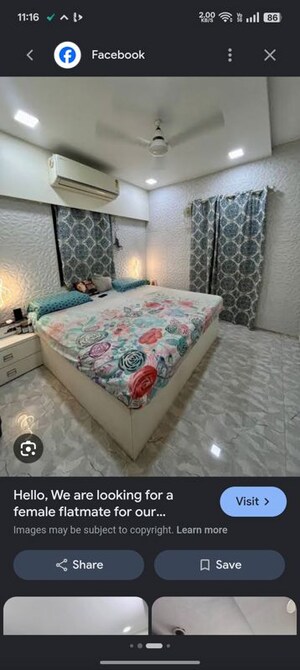 Bedroom in 1 BHK Apartment at Buddha Ozone 3, Mira Road – for Rent