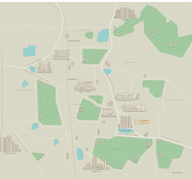 Map Location, lodha-elanza 3.5 Bedroom 1500 Sq.Ft. Apartment In Dommasandra Bangalore 10359350
