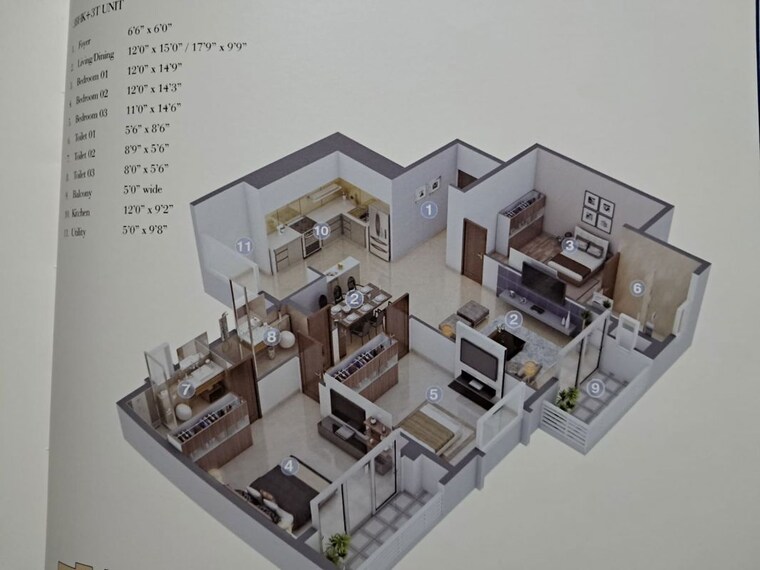 Floor Plan, salarpuria-sattva-cadenza 3 Bedroom 1850 Sq.Ft. Apartment In Kudlu Gate Bangalore 10375694