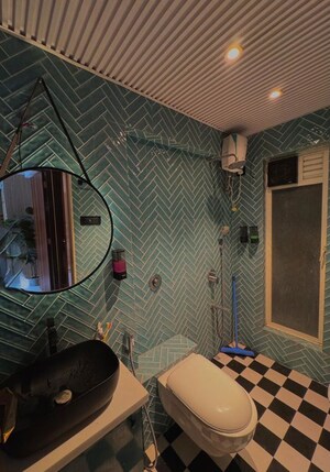 Bathroom in 2 BHK Apartment at Chandak 34 Park Estate, Goregaon West – for Rent