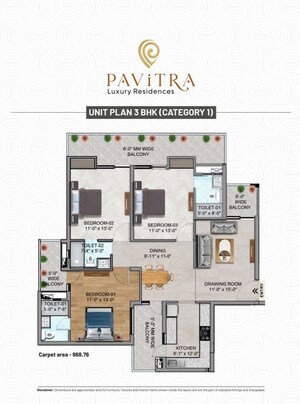  3 BHK Apartment at Pavitra Luxury Residences, Patiala Road – for Sale