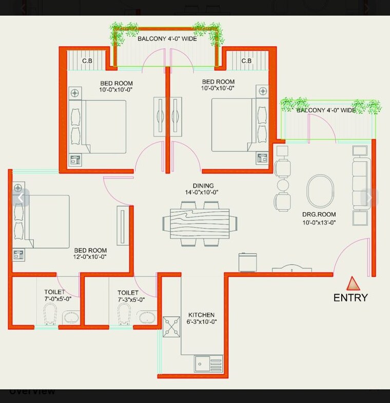 Floor Plan, tulip-orange 3 Bedroom 1137 Sq.Ft. Apartment In Sector 70 Gurgaon 10378114