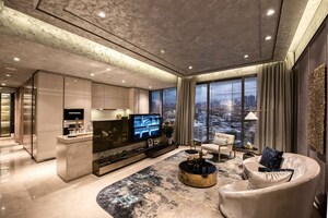 Living Room in 4 BHK Apartment at Rustomjee Crown, Prabhadevi – for Rent