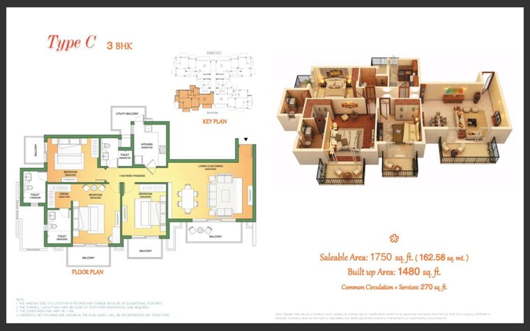 Floor Plan, ats-marigold 3 Bedroom 1750 Sq.Ft. Apartment In Sector 89a Gurgaon 10378900