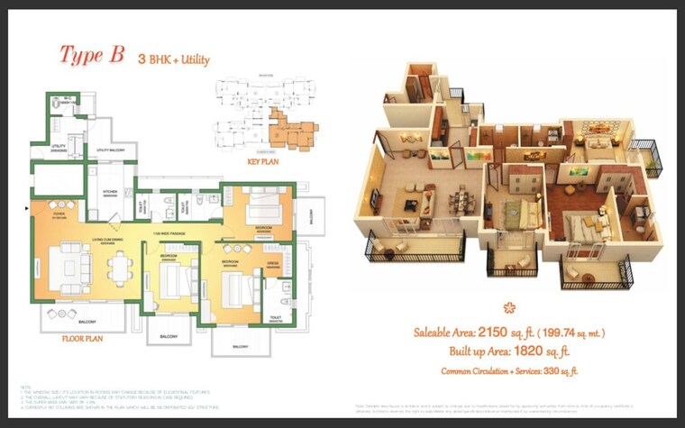 Floor Plan, ats-marigold 3 Bedroom 1750 Sq.Ft. Apartment In Sector 89a Gurgaon 10378900