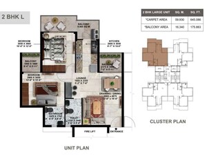 Floor Plan in 2 BHK Apartment at Advitya Homes, Sector 143 – for Sale