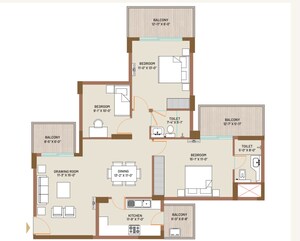 Floor Plan in 2.5 BHK Apartment at The Center Court, Sector 88a – for Sale