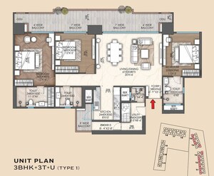 Floor Plan in 3 BHK Apartment at Signature Global Sarvam, Sector 37d – for Sale