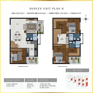 Floor Plan in 3 BHK Apartment at SBR Florenso, Whitefield – for Sale