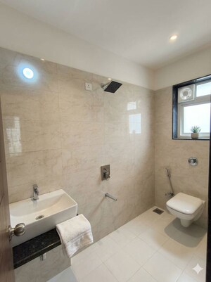 Bathroom in 3 BHK Apartment at Linux Bonheur, Wakad – for Rent