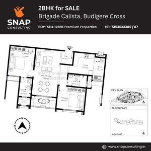 Floor Plan in 2 BHK Apartment at Brigade Calista, Budigere – for Sale