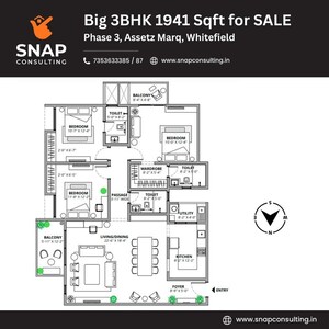 Floor Plan in 3 BHK Apartment at Assetz Marq, Whitefield – for Sale