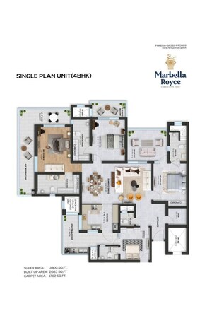 Floor Plan in 4 BHK Apartment at Sector 83 A – for Sale