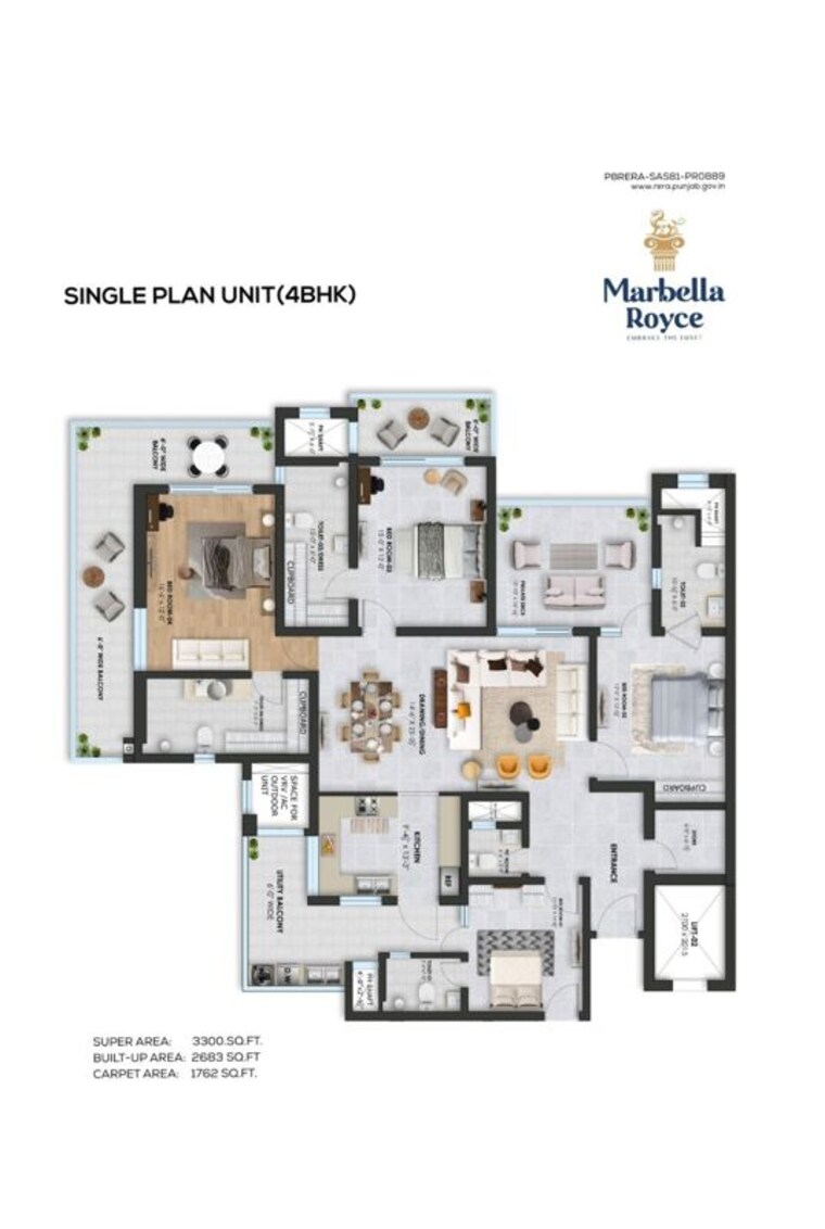 Floor Plan, sector 83 a 4 Bedroom 3120 Sq.Ft. Apartment In Sector 83 A Mohali 10370837