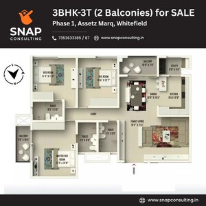 Floor Plan in 3 BHK Apartment at Assetz Marq, Whitefield – for Sale