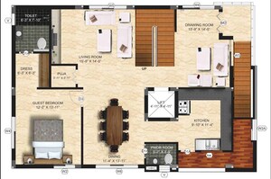 Floor Plan in 4 BHK Villa at Madhapur – for Sale