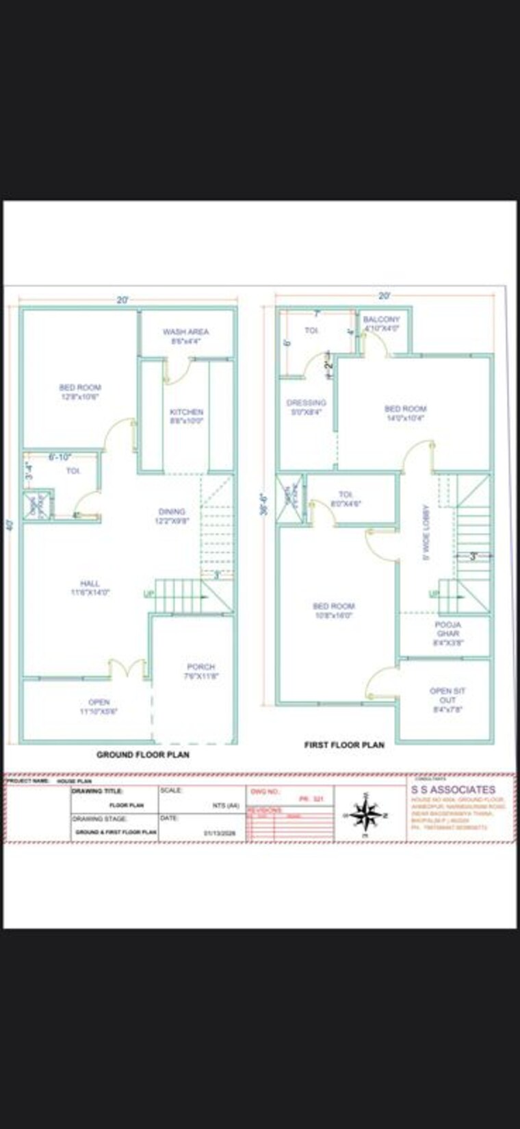 Floor Plan, shri rameshwaram 3 Bedroom 1400 Sq.Ft. Independent House In Shri Rameshwaram Bhopal 10384160