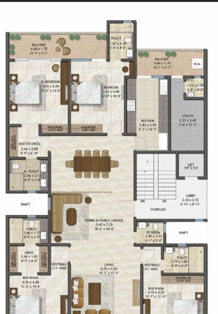 Floor Plan, sector 7 4 Bedroom 350 Sq.Yd. Builder Floor In Sector 7 Faridabad 10386152