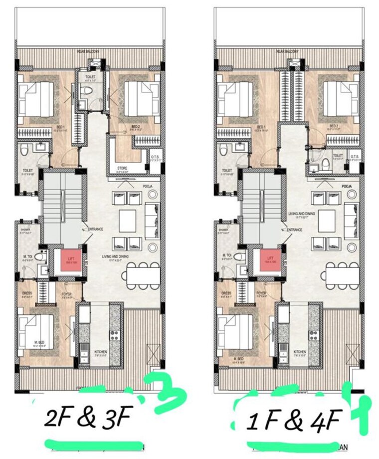 Floor Plan, sector 45 3 Bedroom 1800 Sq.Ft. Builder Floor In Sector 45 Gurgaon 10387579