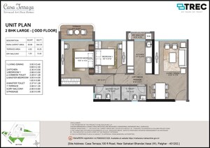 Floor Plan in 2 BHK Apartment at Casa Terraza - Terraced Art Deco Homes, Vasai West – for Sale