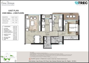 Floor Plan in 1.5 BHK Apartment at Casa Terraza - Terraced Art Deco Homes, Vasai West – for Sale