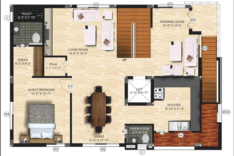 Floor Plan, madhapur 4 Bedroom 4250 Sq.Ft. Villa In Madhapur Hyderabad 10350175