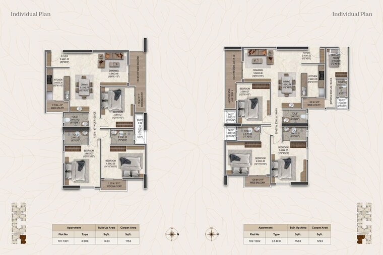 Floor Plan, kanan vihar 2 Bedroom 1531 Sq.Ft. Apartment In Kanan Vihar Bhubaneswar 10388690