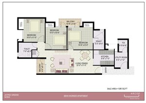 Floor Plan in 3.5 BHK Apartment at Jaypee Greens Kosmos, Sector 134 – for Sale