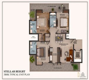 Floor Plan in 3 BHK Apartment at Stellar Heights, Sanauli – for Sale