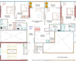 Floor Plan in 3 BHK Builder Floor at Bramhacorp The Collection, Kalyani Nagar – for Rent