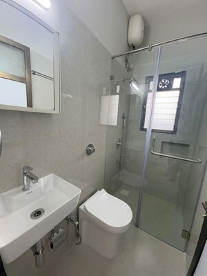Bathroom in 2 BHK Apartment at Prescon Midtown Bay, Mahim West – for Rent