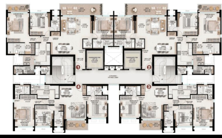 Floor Plan, nahar-amrit-shakti 3 Bedroom 1600 Sq.Ft. Apartment In Chandivali Mumbai 10391450