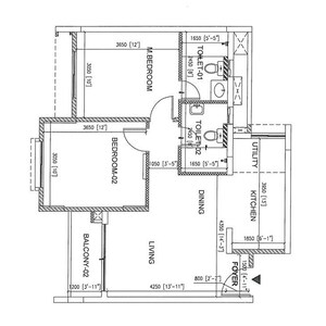 Floor Plan in 2 BHK Apartment at Salarpuria Sattva Misty Charm, Kanakapura Road – for Sale
