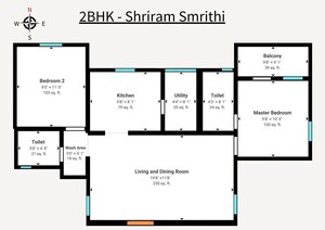Floor Plan in 2 BHK Apartment at S Medihalli – for Sale