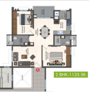 Floor Plan in 2 BHK Apartment at Pavani Mirabilia, Whitefield – for Sale