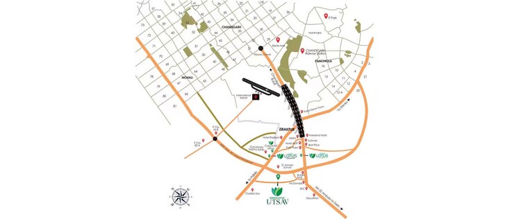 Map Location, maya-green-lotus-utsav 3 Bedroom 2100 Sq.Ft. Apartment In International Airport Road Zirakpur 10394241
