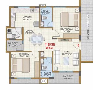 Floor Plan in 2 BHK Apartment at Visalakshi Prakruthi, Thanisandra Main Road – for Sale