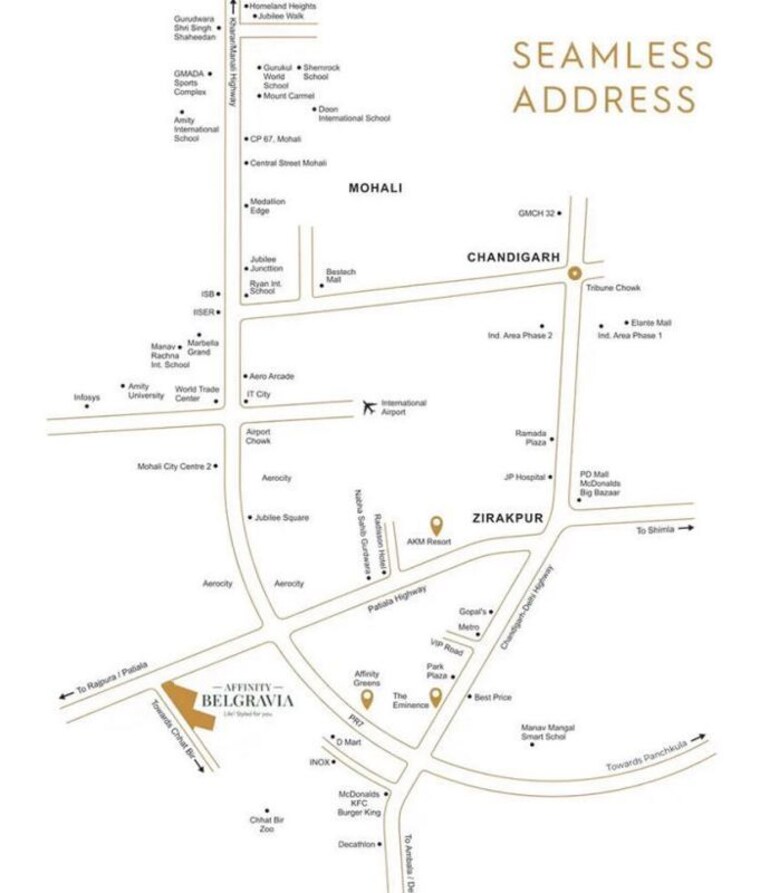 Map Location, preet colony 3 Bedroom 2150 Sq.Ft. Apartment In Preet Colony Zirakpur 10396526